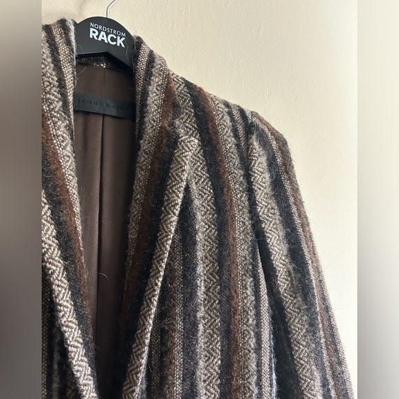 Jenni Kayne Double Breasted Striped Peacoat Size Small Brown/Tan - Picture 2 of 6